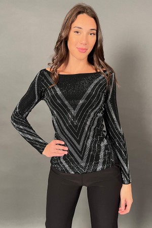 Maglia Disco con piccoli strass bicolore  Maglia Disco con piccoli strass bicolore  Maglia Disco con piccoli strass bicolore
