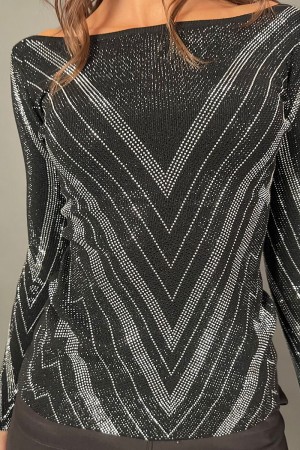 Disk sweater with small two-color rhinestones 