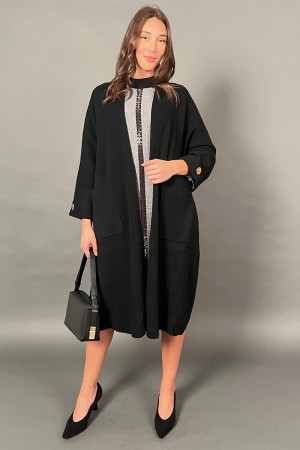 Cardigan Belen in maglia con tasche frontali e bottoni gioiello oro Cardigan Belen in maglia con tasche frontali e bottoni gi...