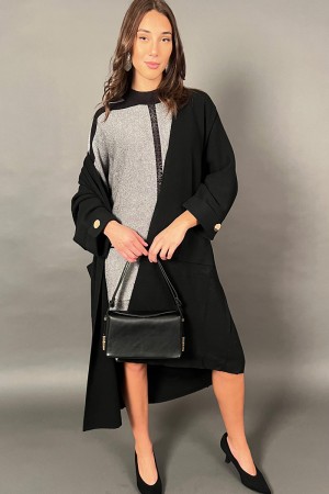 Cardigan Belen in maglia con tasche frontali e bottoni gioiello oro Cardigan Belen in maglia con tasche frontali e bottoni gi...