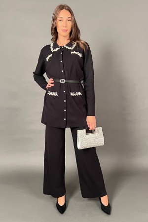 Coordinato Dory in maglia con perle e svaroski in viscosa Coordinato Dory in maglia con perle e svaroski in viscosa Coordinat...