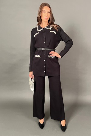 Coordinato Dory in maglia con perle e svaroski in viscosa Coordinato Dory in maglia con perle e svaroski in viscosa Coordinat...