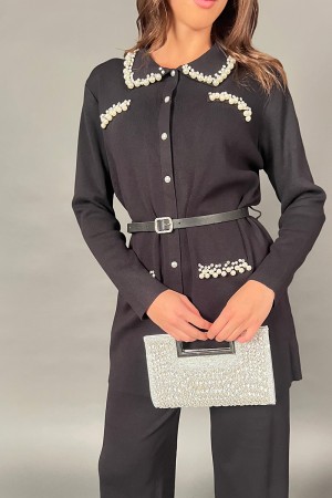 Coordinato Dory in maglia con perle e svaroski in viscosa Coordinato Dory in maglia con perle e svaroski in viscosa Coordinat...