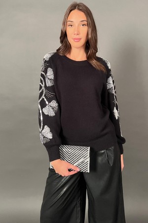 Maglia farfalla con applicazioni di paillettes sulle maniche  Maglia farfalla con applicazioni di paillettes sulle maniche  M...