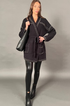 Cardigan Arisa avec des goujons d'argent et de la dentelle dans la vie