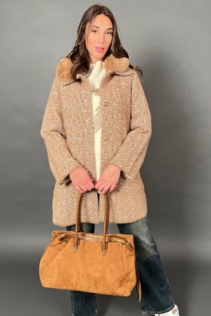 Strickperle-Strickjacke mit abnehmbarem Eco-Zaun mit abstrakter Punkte-Fantasie