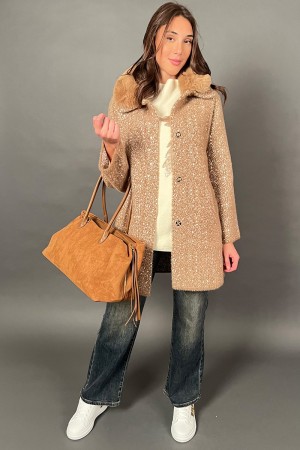 Knit pearl cardigan with removable eco-fence with abstract dots fantasy