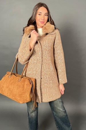Cardigan de perla de punto con eco-valla removible con puntos abstractos de fantasía