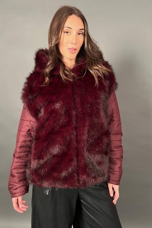 Ecopelliccia Demetra mix piumino reversibile tinta unita Ecopelliccia Demetra mix piumino reversibile tinta unita Ecopellicci...