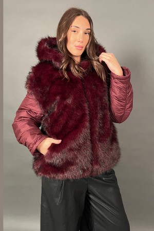 Ecopelliccia Demetra mix piumino reversibile tinta unita Ecopelliccia Demetra mix piumino reversibile tinta unita Ecopellicci...