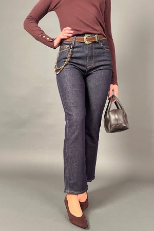 Jeans Flora con taschino in ecopelle  Jeans Flora con taschino in ecopelle  Jeans Flora con taschino in ecopelle