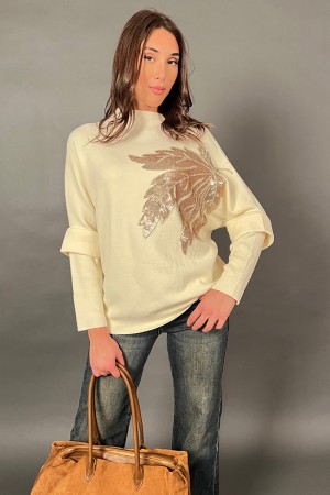 Maglia Palma con ricamo paillettes  Maglia Palma con ricamo paillettes  Maglia Palma con ricamo paillettes