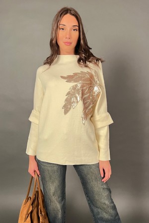 Maglia Palma con ricamo paillettes  Maglia Palma con ricamo paillettes  Maglia Palma con ricamo paillettes