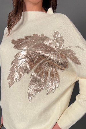 Maglia Palma con ricamo paillettes  Maglia Palma con ricamo paillettes  Maglia Palma con ricamo paillettes