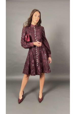 Robe de fille avec broderie Détail et Velvet Simils avec boutons de bijoux