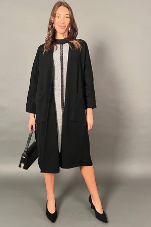 Cardigan Belen in maglia con tasche frontali e bottoni gioiello oro Cardigan Belen in maglia con tasche frontali e bottoni gi...