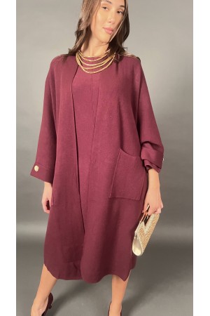 Cardigan Belen in maglia con tasche frontali e bottoni gioiello oro Cardigan Belen in maglia con tasche frontali e bottoni gi...