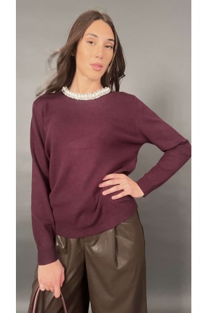 Jersey Princesse avec strass et pierres Crewneck Détail