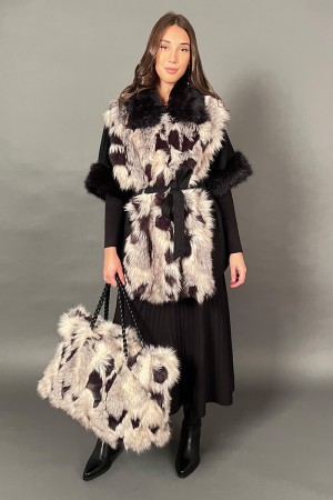 Amira Ecopellica Model cloak with details in eco-sampled 