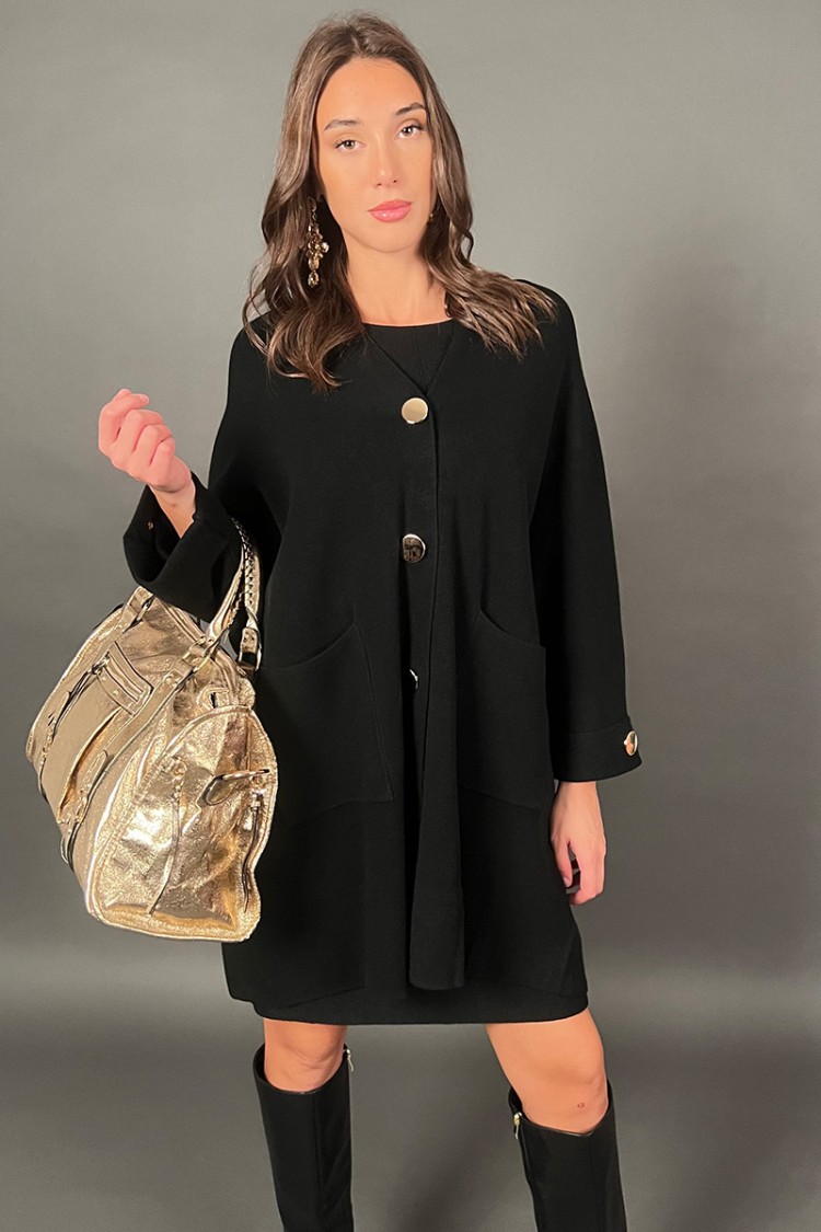 Cardigan Nine over con bottoni oro Cardigan Nine over con bottoni oro Cardigan Nine over con bottoni oro