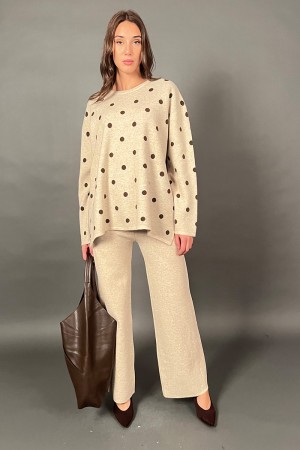 Dasha coordonné en tricot avec pantalon et pois en tricot