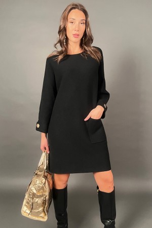Abito corto People con tasche frontali e bottoni oro Abito corto People con tasche frontali e bottoni oro Abito corto People ...