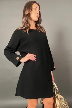 Abito corto People con tasche frontali e bottoni oro Abito corto People con tasche frontali e bottoni oro Abito corto People ...