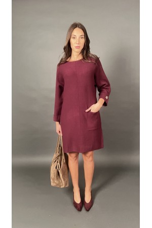 Short people dress with front pockets and gold buttons