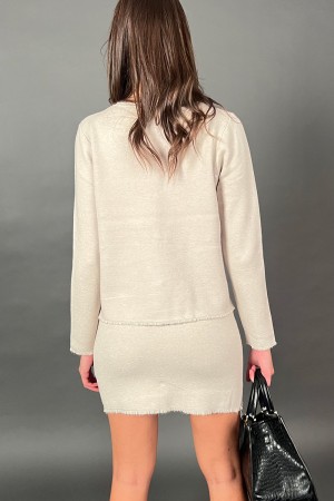 Falda de punto chic coordinada y camisa con botones de plata Rigati