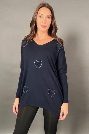 Lover tricoter avec des cœurs et de la fourrure perlées