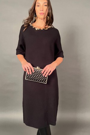 Tricoter Robe Giselle avec des pierres Détail sur le col