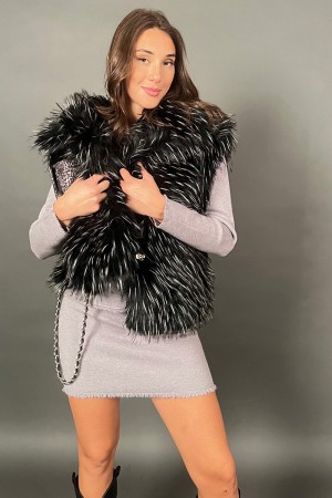 Planet vest in long-haired eco-plated