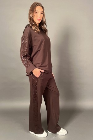 Coordinato Milena felpa e pantalone con inserti paillettes  Coordinato Milena felpa e pantalone con inserti paillettes  Coord...