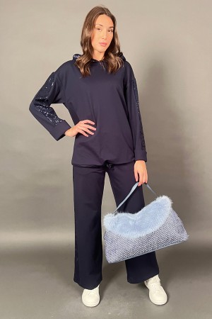 Coordinato Milena felpa e pantalone con inserti paillettes  Coordinato Milena felpa e pantalone con inserti paillettes  Coord...