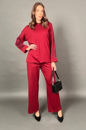 Sweat-shirt Milena coordonné avec pantalon avec inserts de paillettes 