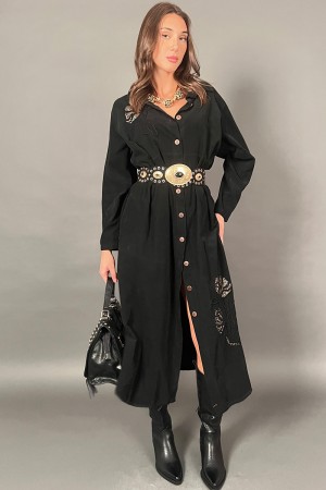 Robe cardiaque en velours Modèle Chemisier avec décoration et petits paillettes 