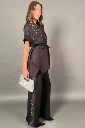 Coordinato Elena gilet a kimono e pantalone con punti luce anche sul pantalone Coordinato Elena gilet a kimono e pantalone co...