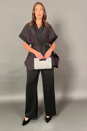 Coordinato Elena gilet a kimono e pantalone con punti luce anche sul pantalone Coordinato Elena gilet a kimono e pantalone co...