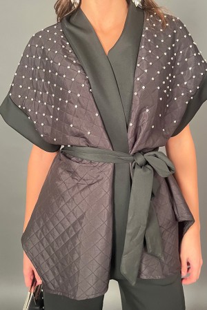 Coordinato Elena gilet a kimono e pantalone con punti luce anche sul pantalone Coordinato Elena gilet a kimono e pantalone co...