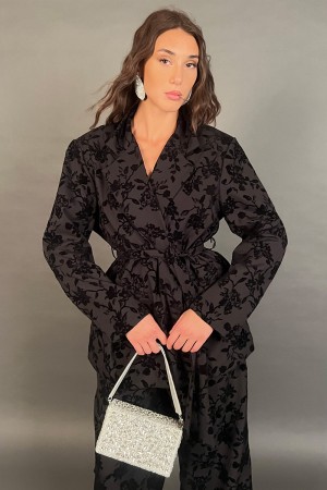 Koordinierte Florensa-Jacke und Hosen mit Samt-Blumenstickerei