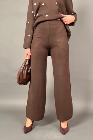 Coordinated knitted francy with fantasy knit hearts and trousers