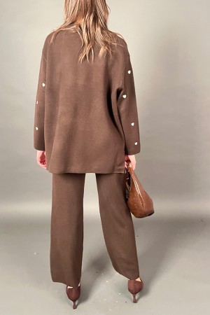 Francon tricoté coordonné avec des cœurs et des pantalons tricots fantastiques