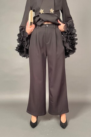 Coordinated ELLY Double-breasted shirt with jewel buttons Volant on sleeves and trousers 