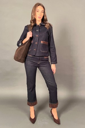 Ally jeans with leoparded inserts and surroundings