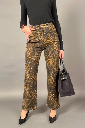 Cheetah Fantasy Animalier Jeans avec strass 