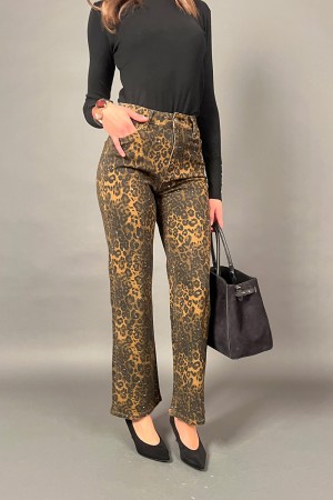Cheetah fantasy animalier jeans with rhinestones 