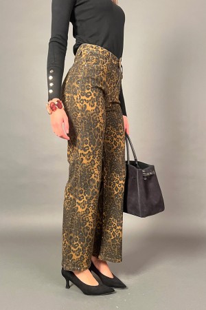 Pantalones vaqueros de fantasía de guepardos con diamantes de imitación 