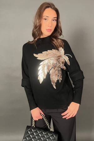 Maglia Palma con ricamo paillettes Maglia Palma con ricamo paillettes Maglia Palma con ricamo paillettes