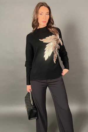 Camisa de la palma con bordado de lentejuelas