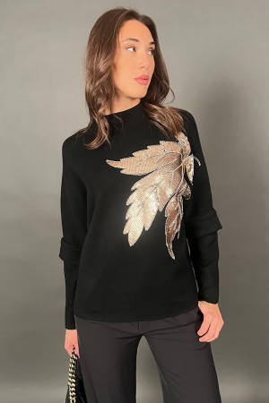 Camisa de la palma con bordado de lentejuelas